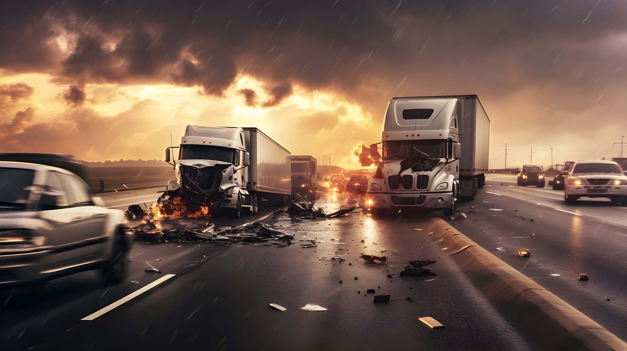 Trucks in a vehicle accident - vehicle accident lawyer in Sugar Land Texas
