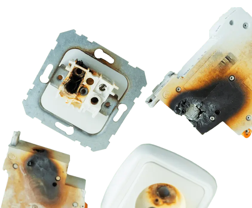 burned and melted defective products