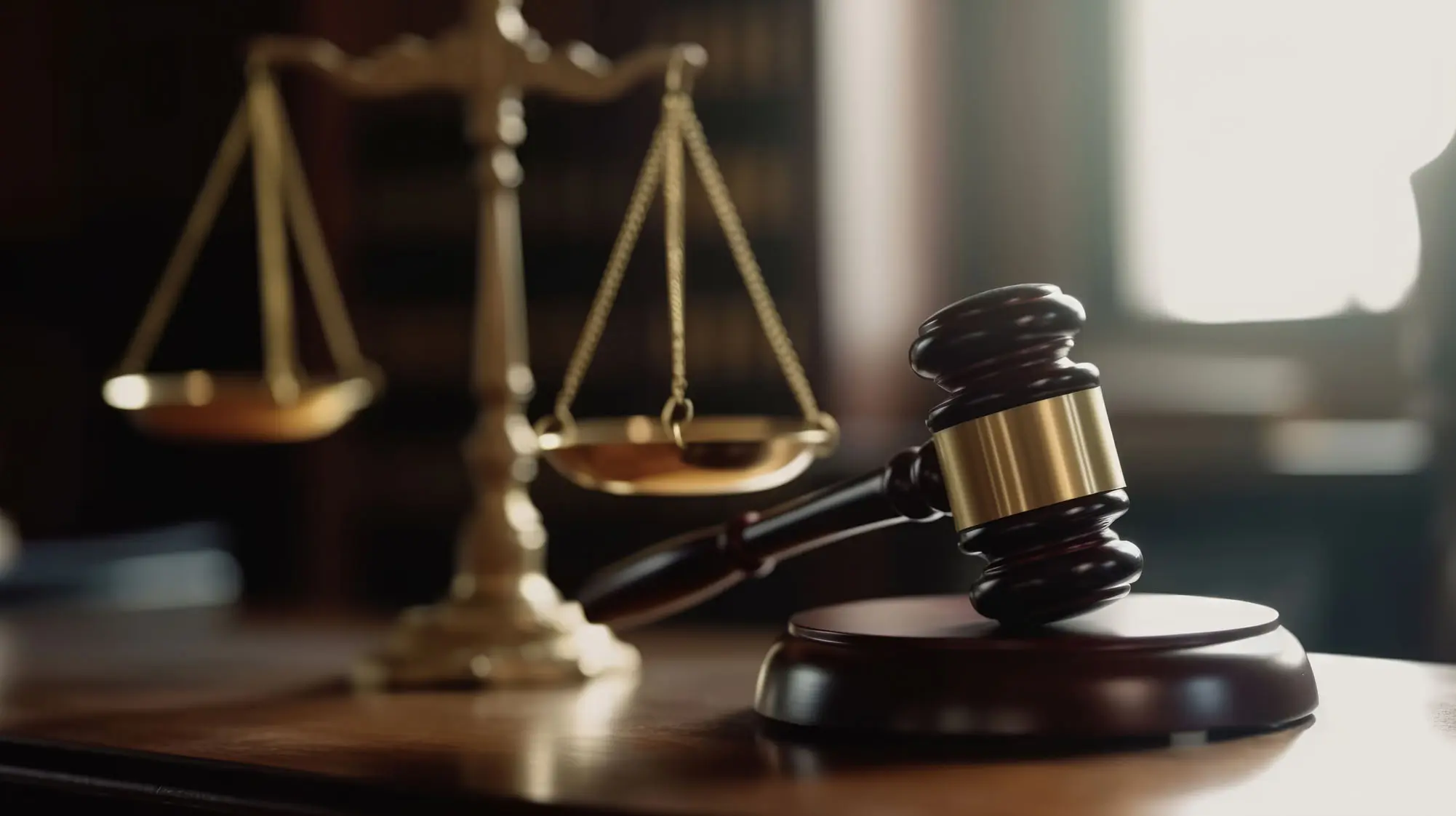 Criminal-Defense-Attorney-Houston-TX-Brushe-Law scales of justice and gavel in criminal defense attorney's office